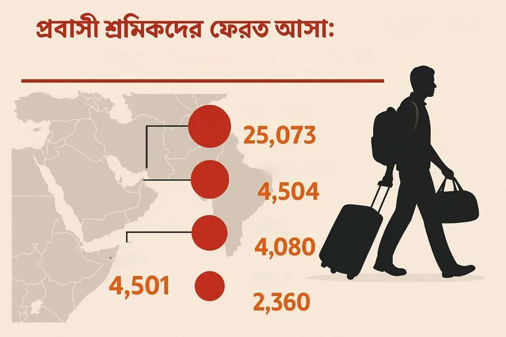 প্রবাসী শ্রমিকদের ফেরত আসা: এক বছরে দেশে ফিরেছেন ৪০ হাজারের বেশি